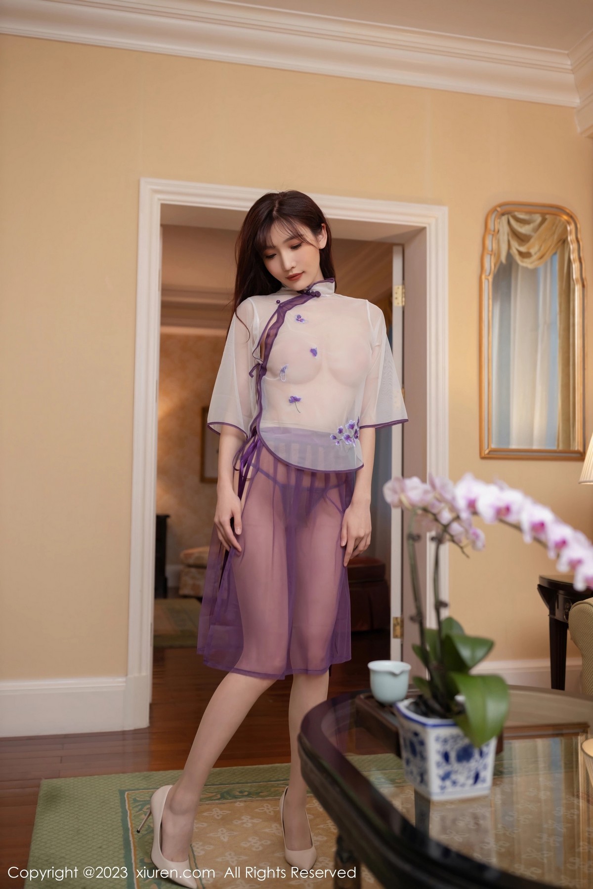 XiuRen第6608期_模特陆萱萱性感紫色轻透古装服饰透视秀惹火身材极致诱惑写真80PXiuren秀人写真高清美女套图写真下载-看套图看套图