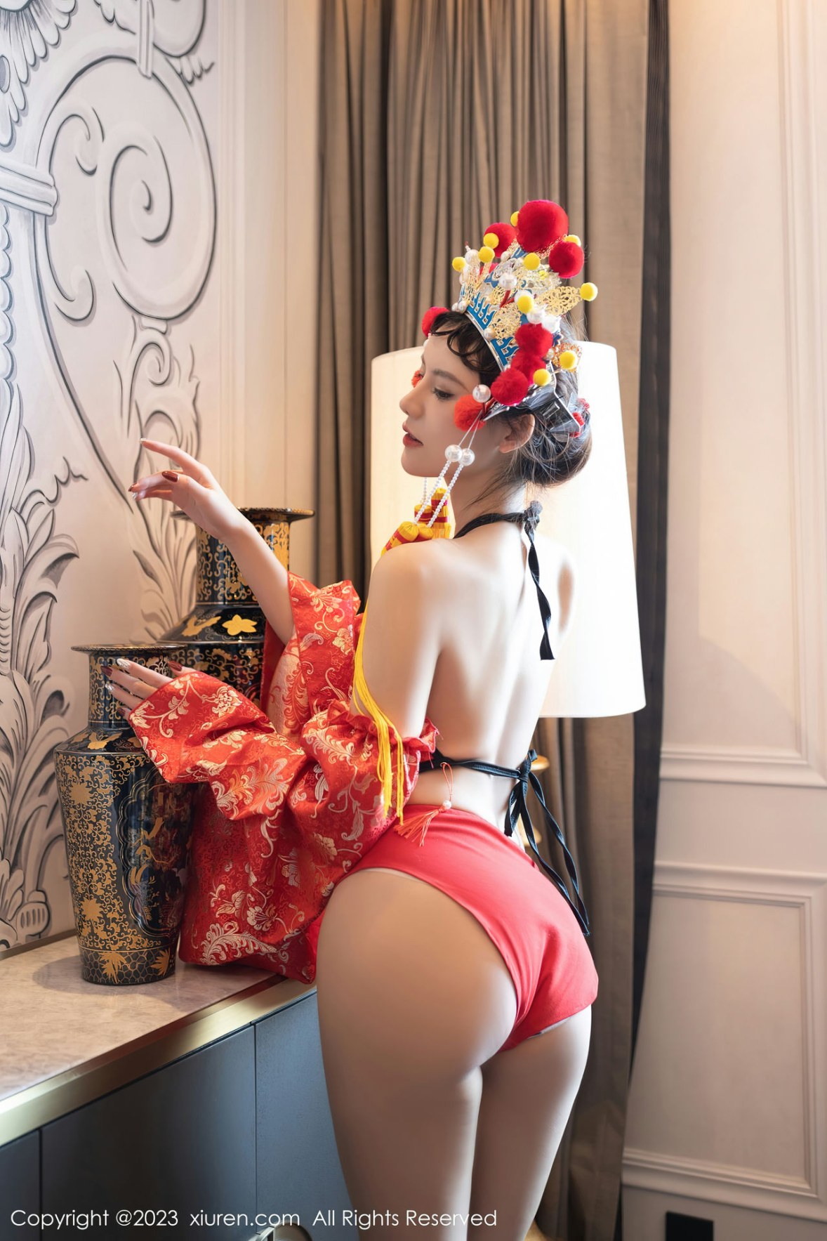 XiuRen第6308期_模特就是阿朱啊喜庆花嫁主题私房半脱露曼妙绝美身姿诱惑写真81PXiuren秀人写真高清美女套图写真下载-看套图看套图