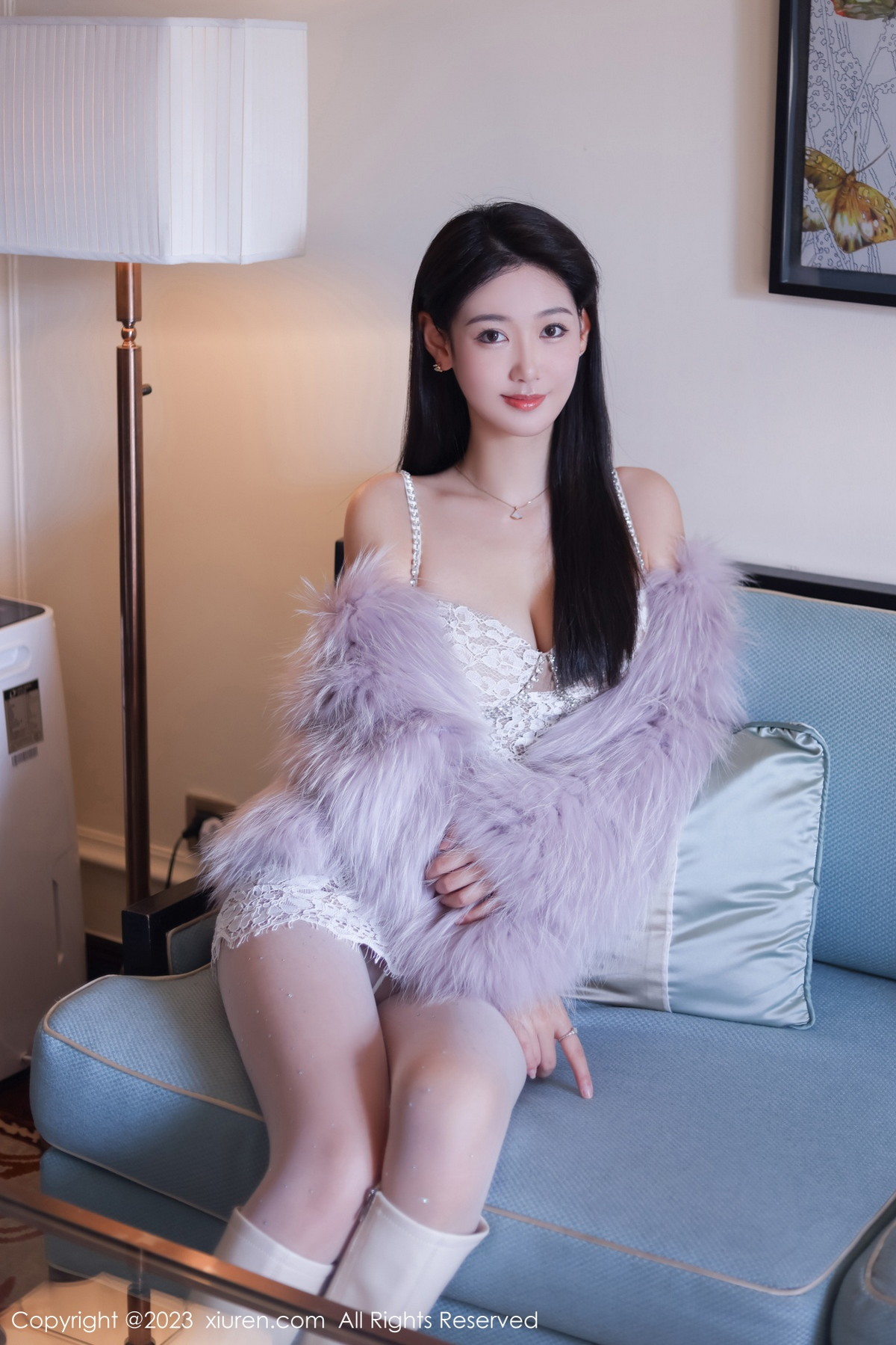 XiuRen第6331期_模特唐安琪性感白色蕾丝吊带裙配开档白丝秀曼妙身姿诱惑写真79PXiuren秀人写真高清美女套图写真下载-看套图看套图