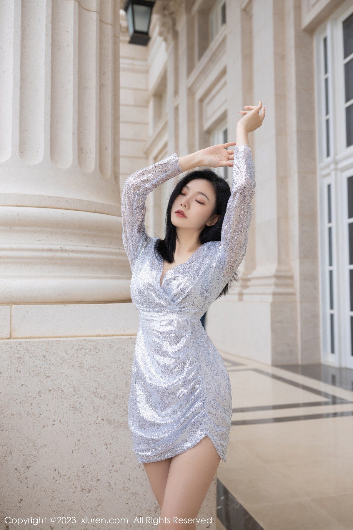 XiuRen第6264期_模特安然anran脱银灰色连衣短裙露性感内衣秀完美身材诱惑写真80PXiuren秀人写真高清美女套图写真下载-看套图看套图