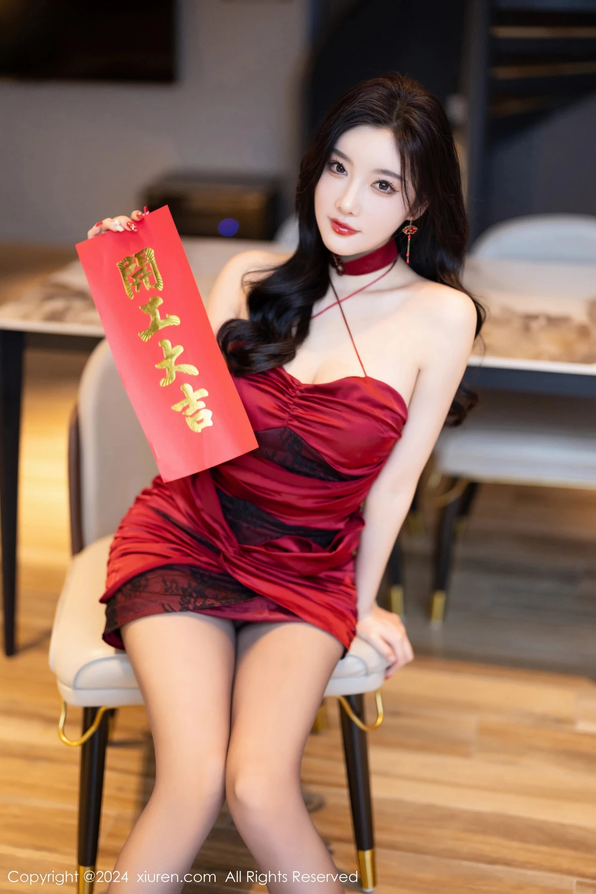 [XiuRen秀人网]No.8103_女神杨晨晨Yome性感连衣短裙+红色蕾丝内衣秀完美身材诱惑写真85PXiuren秀人写真高清美女套图写真下载-看套图看套图