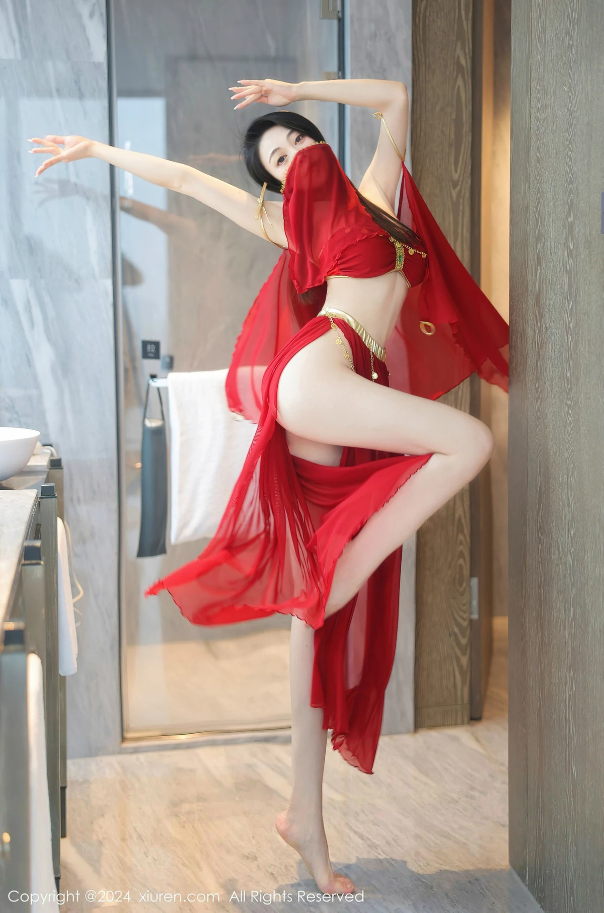 [XiuRen秀人网]No.8420_模特清妙异域舞娘装扮性感红色舞裙秀曼妙身姿修长美腿迷人写真93PXiuren秀人写真高清美女套图写真下载-看套图看套图