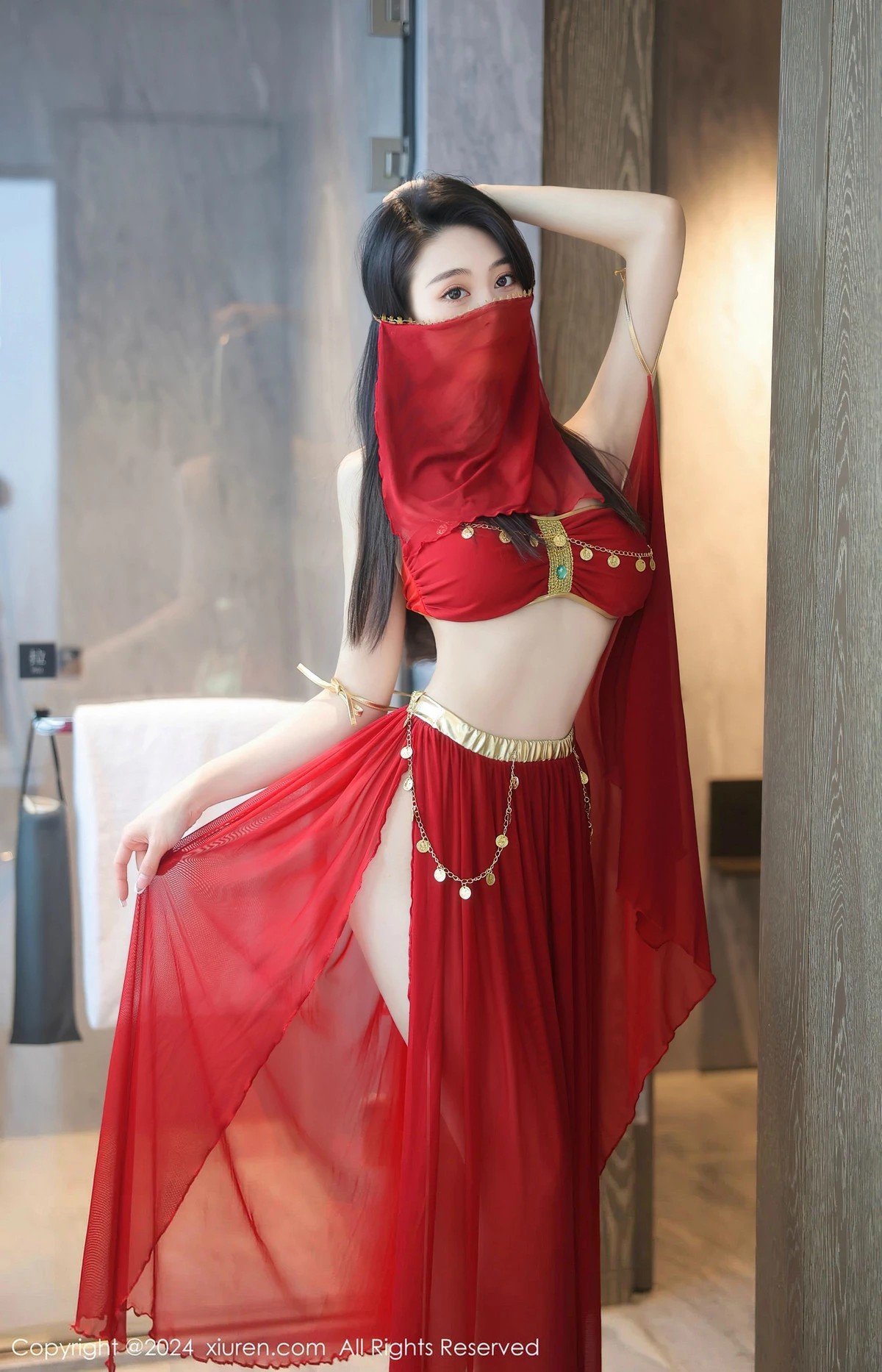 [XiuRen秀人网]No.8420_模特清妙异域舞娘装扮性感红色舞裙秀曼妙身姿修长美腿迷人写真93PXiuren秀人写真高清美女套图写真下载-看套图看套图