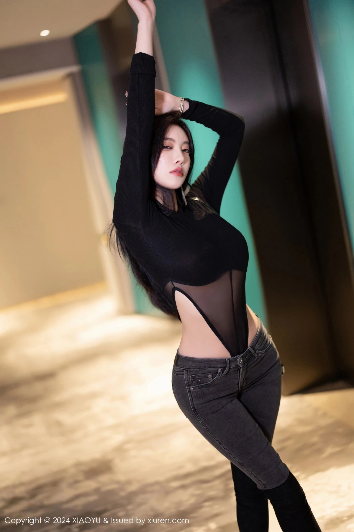 [XiaoYu画语界]Vol.1243_女神杨晨晨Yome性感黑色网状服饰配黑长靴秀丰腴身材诱惑写真81PXiuren秀人写真高清美女套图写真下载-看套图看套图