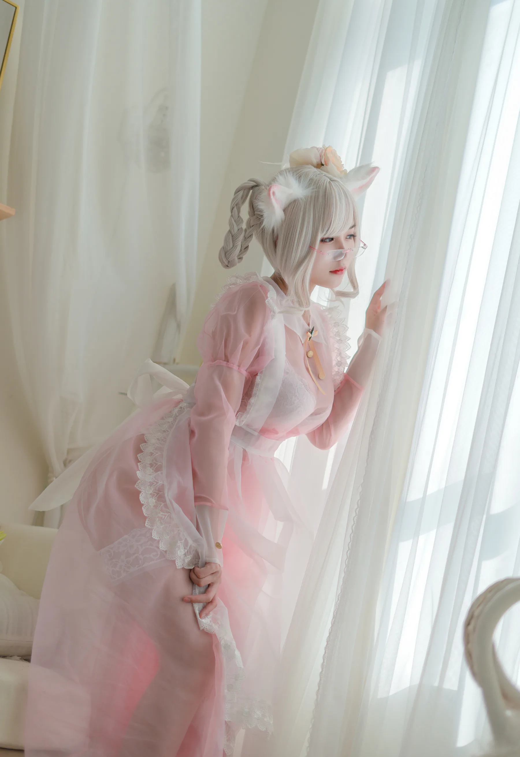 二次元博主_小仓千代w_No.007 透明女仆粉色 主题写真 [24P]Xiuren秀人写真高清美女套图写真下载-看套图看套图