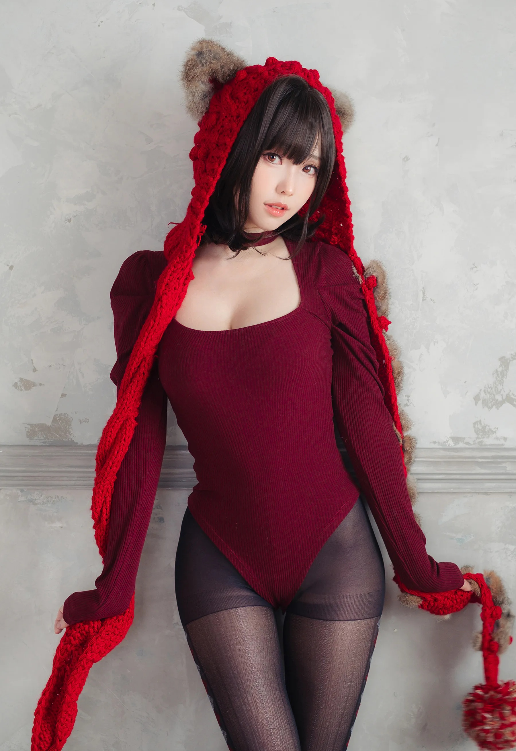 Coser妹子_ElyEE子_No.142 红色 KNITTING 主题写真 [52P]Xiuren秀人写真高清美女套图写真下载-看套图看套图