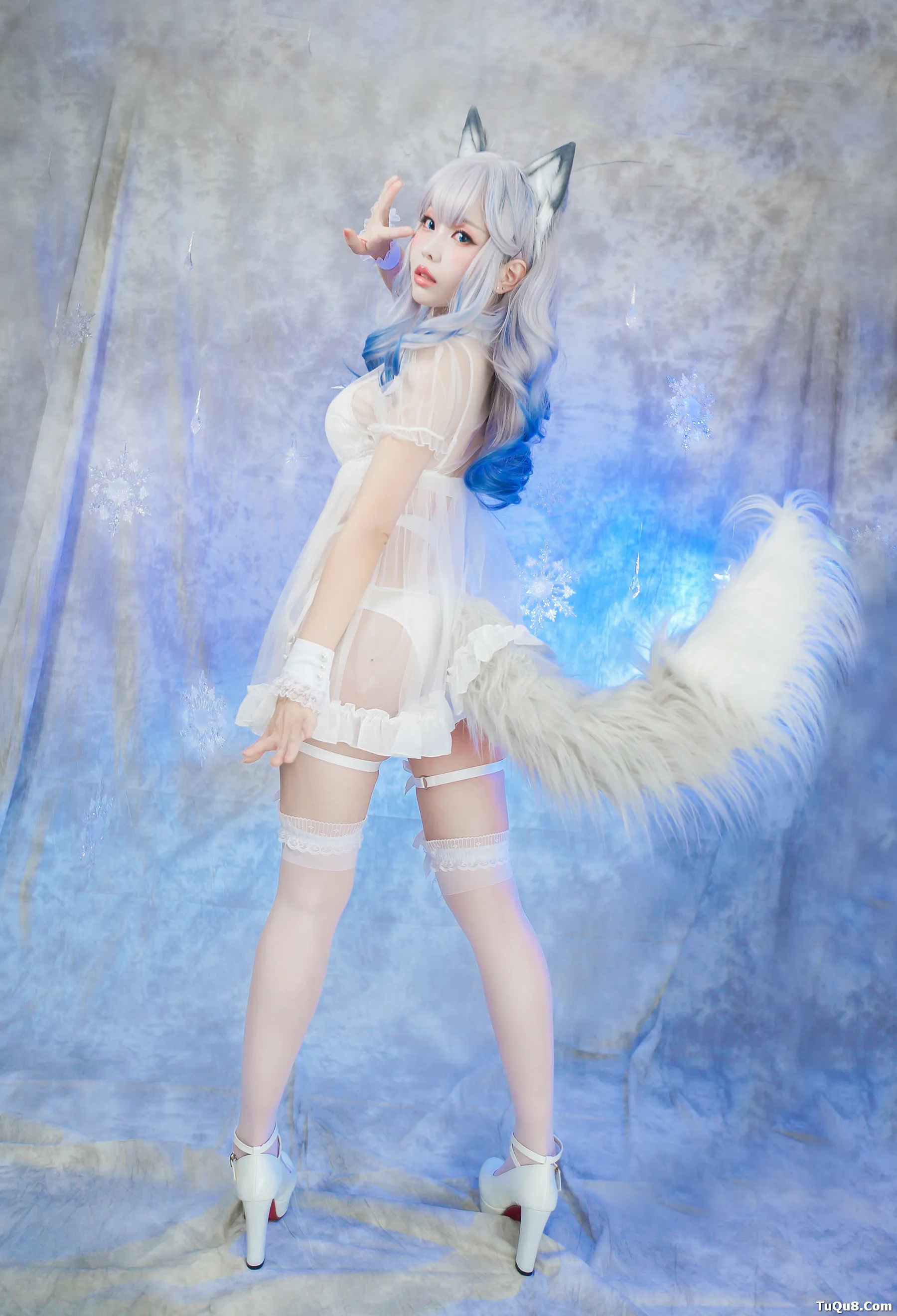 Coser妹子_ElyEE子_No.043 猫耳白丝带 主题写真 [54P]Xiuren秀人写真高清美女套图写真下载-看套图看套图