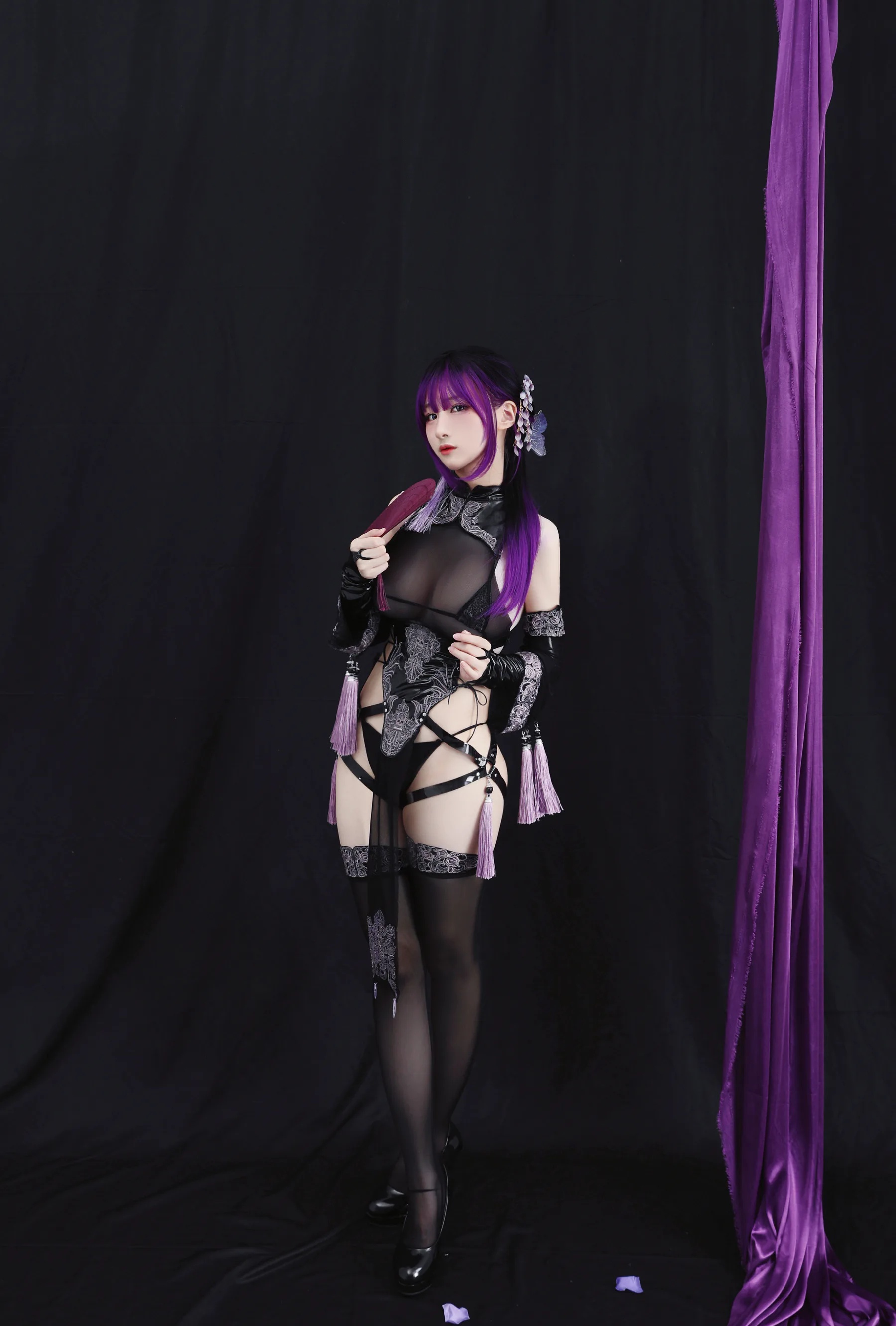 颜值博主_幼愛Youmeko_No.005 &ndash; 紫流苏旗袍 主题写真 [35P]Xiuren秀人写真高清美女套图写真下载-看套图看套图