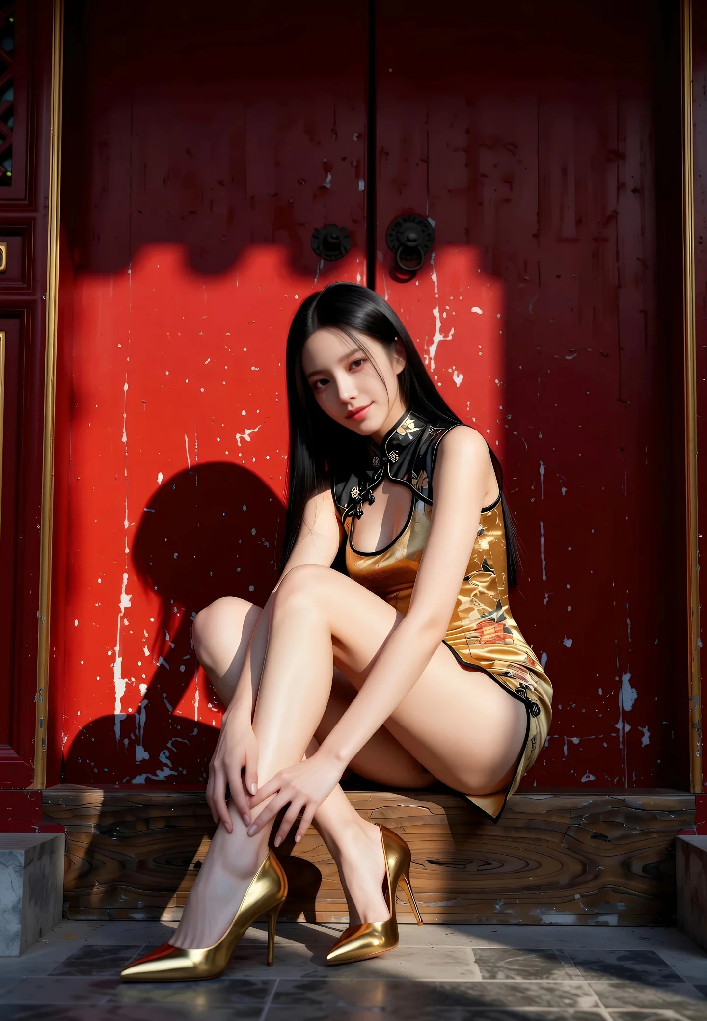 AIG美女_No.459_米妹_性感金色旗袍 主题写真 [89+1P]Xiuren秀人写真高清美女套图写真下载-看套图看套图