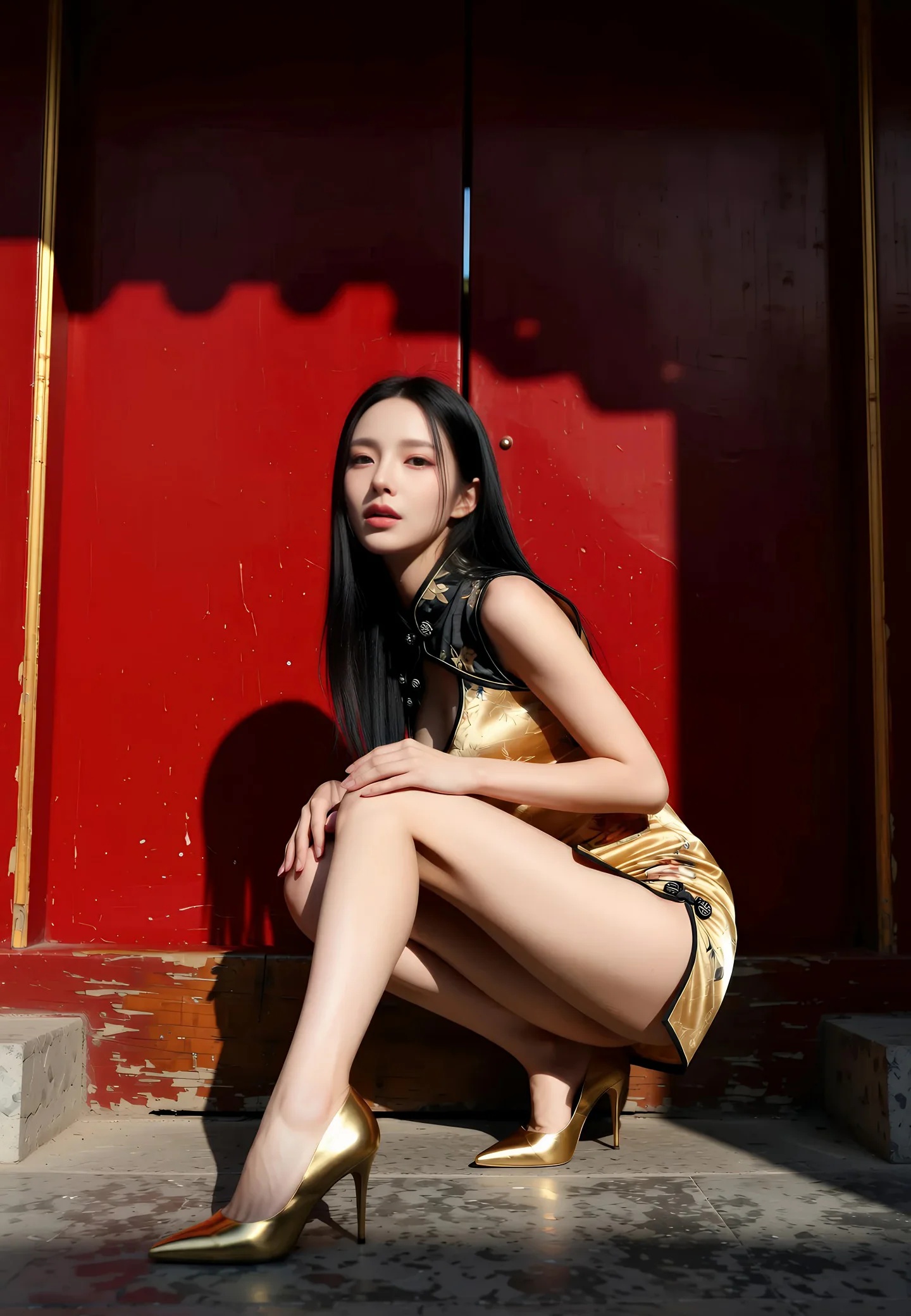 AIG美女_No.459_米妹_性感金色旗袍 主题写真 [89+1P]Xiuren秀人写真高清美女套图写真下载-看套图看套图