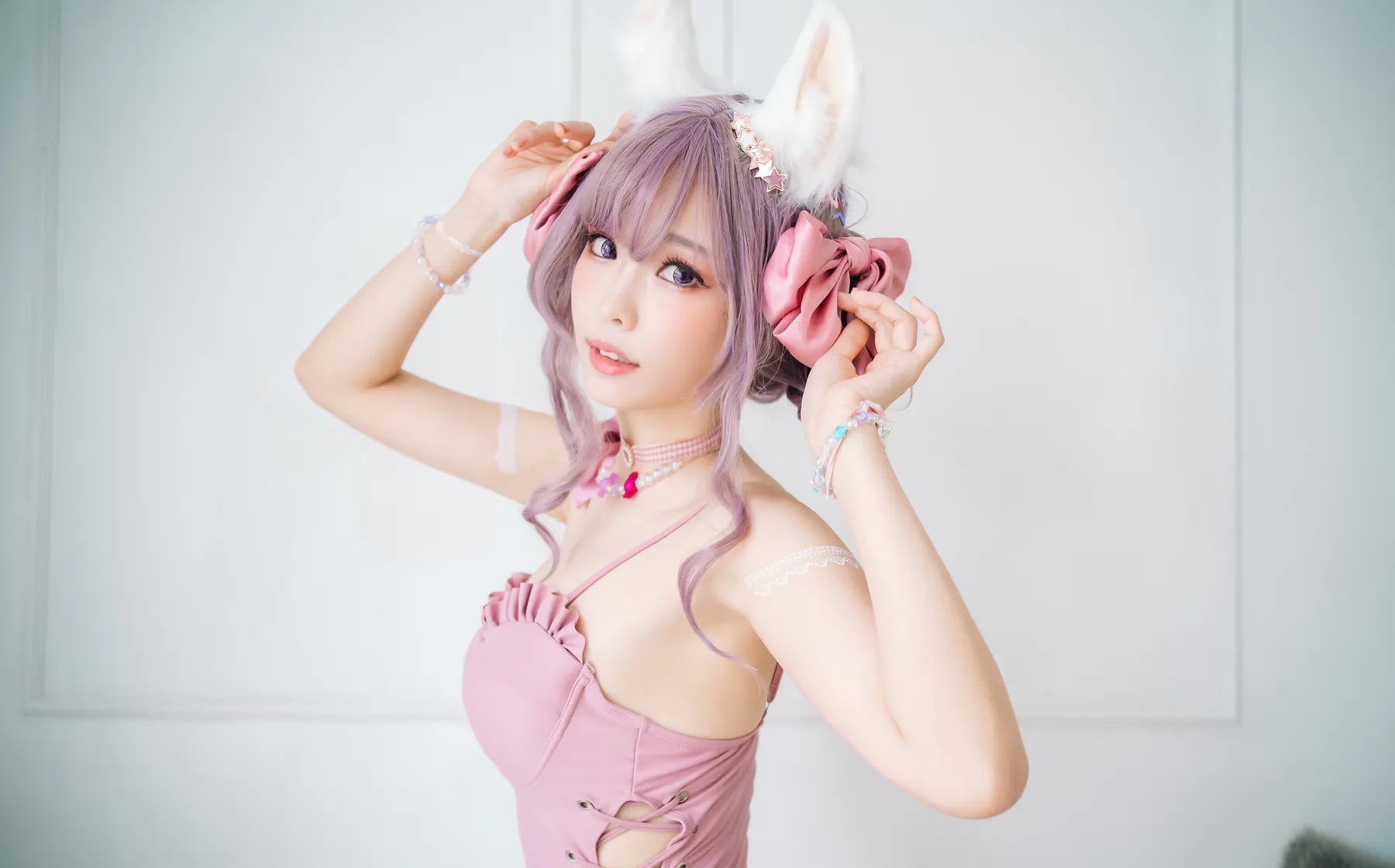 Coser妹子_ElyEE子_No.087 Fluffy Summer pink 主题写真 [54P]-看套图