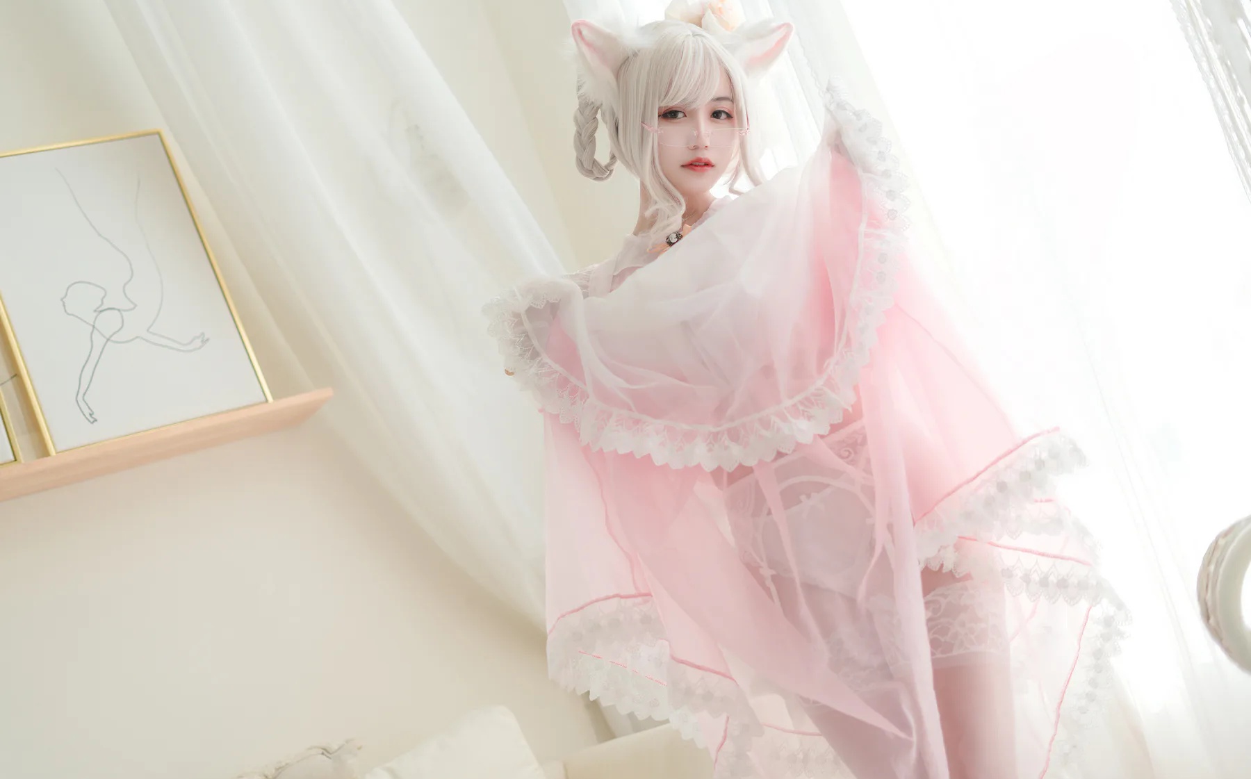 二次元博主_小仓千代w_No.007 透明女仆粉色 主题写真 [24P]Xiuren秀人写真高清美女套图写真下载-看套图看套图