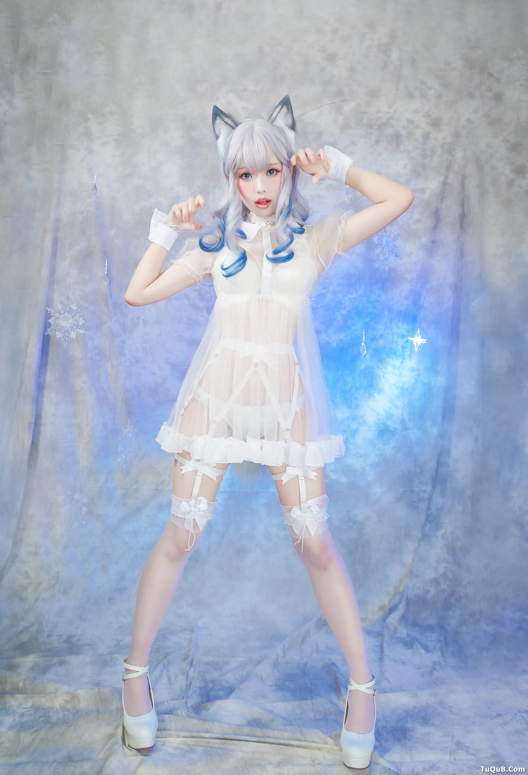 Coser妹子_ElyEE子_No.043 猫耳白丝带 主题写真 [54P]Xiuren秀人写真高清美女套图写真下载-看套图看套图