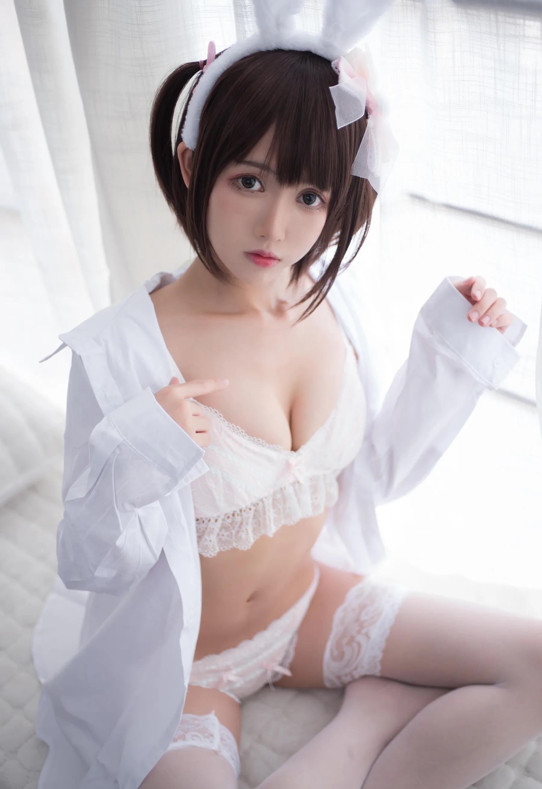 动漫博主_鳗鱼霏儿_No.024 兽耳 白色蕾丝情趣 [17P]-看套图