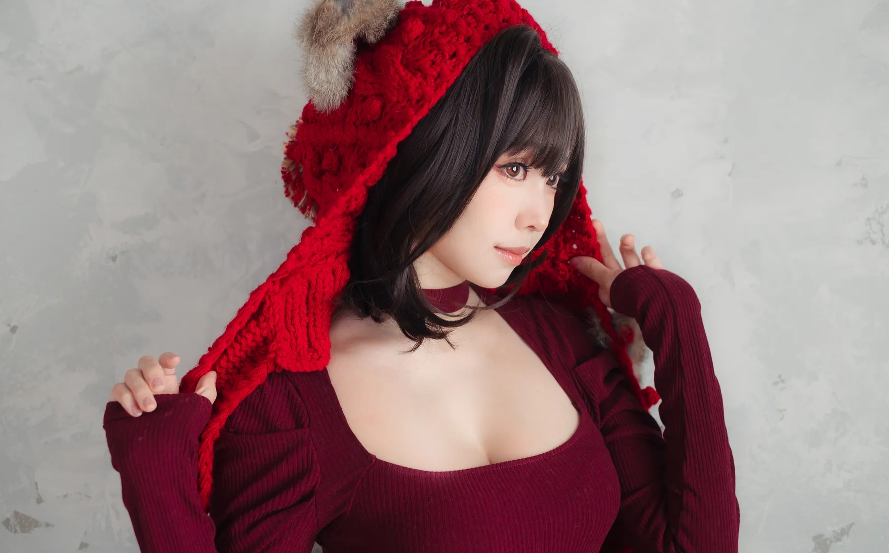 Coser妹子_ElyEE子_No.142 红色 KNITTING 主题写真 [52P]Xiuren秀人写真高清美女套图写真下载-看套图看套图