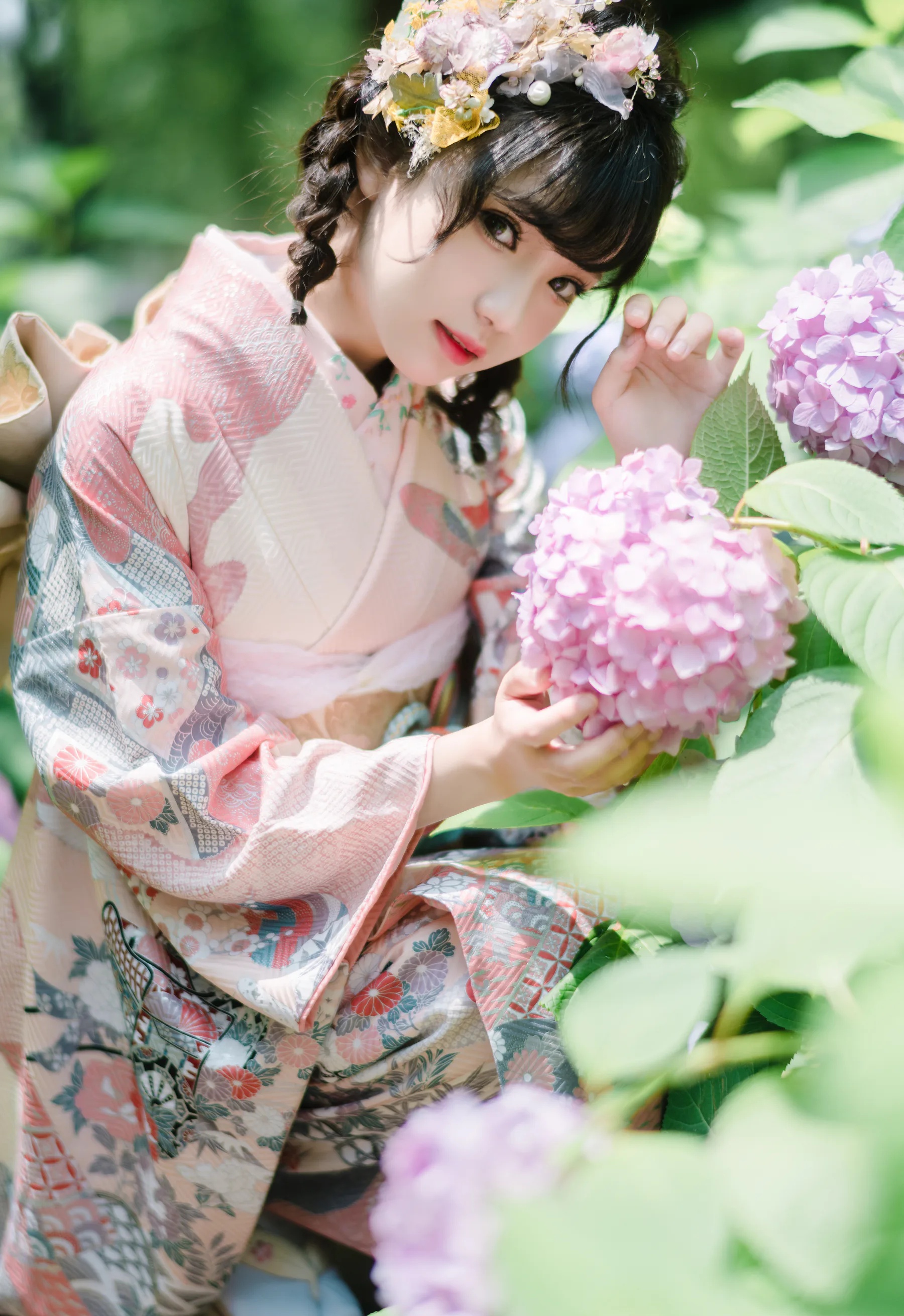 动漫博主_花柒hana_No.009 &ndash; 绣球花和服 主题写真 [18P]Xiuren秀人写真高清美女套图写真下载-看套图看套图