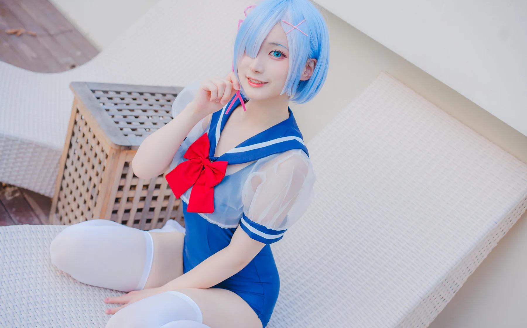 颜值博主_幼愛Youmeko_No.024 &ndash; 蕾姆泳装 主题写真 [18P]Xiuren秀人写真高清美女套图写真下载-看套图看套图