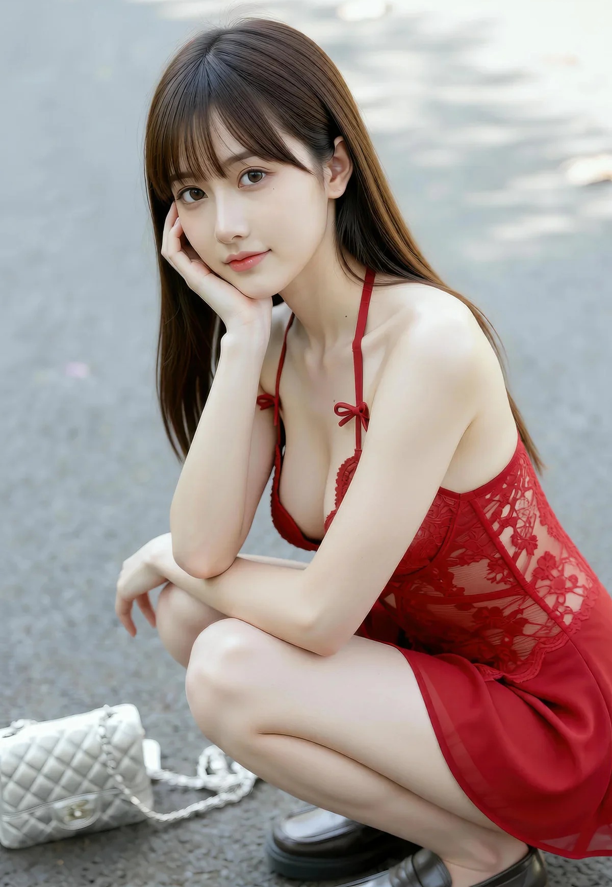 AIG美女_No.269_婉婉_红蕾丝短裙爆乳 主题写真 [80P]Xiuren秀人写真高清美女套图写真下载-看套图看套图
