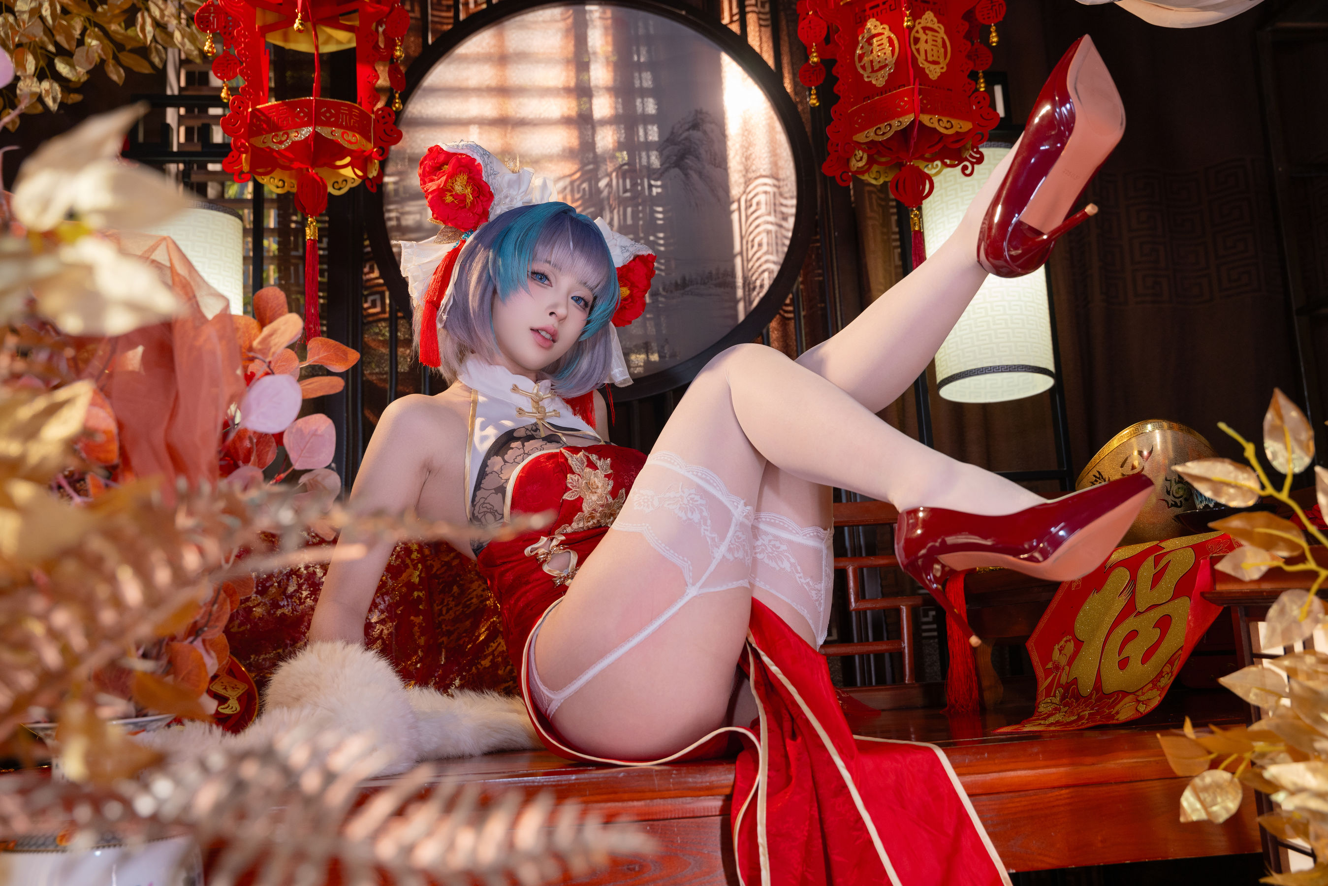 图片[4]-[COSPLAY] 清水由乃 柴郡新春旗袍-看套图