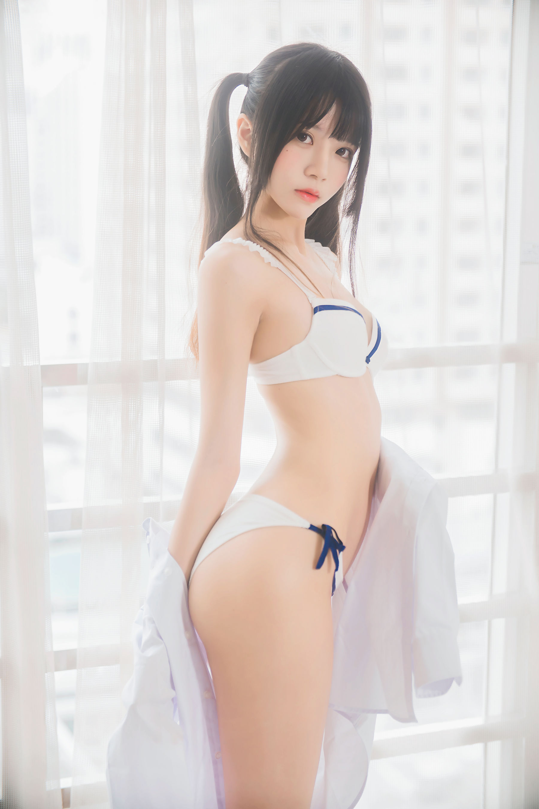 图片[4]-[COSPLAY] 桜桃喵 – 白衬衫双马尾-看套图