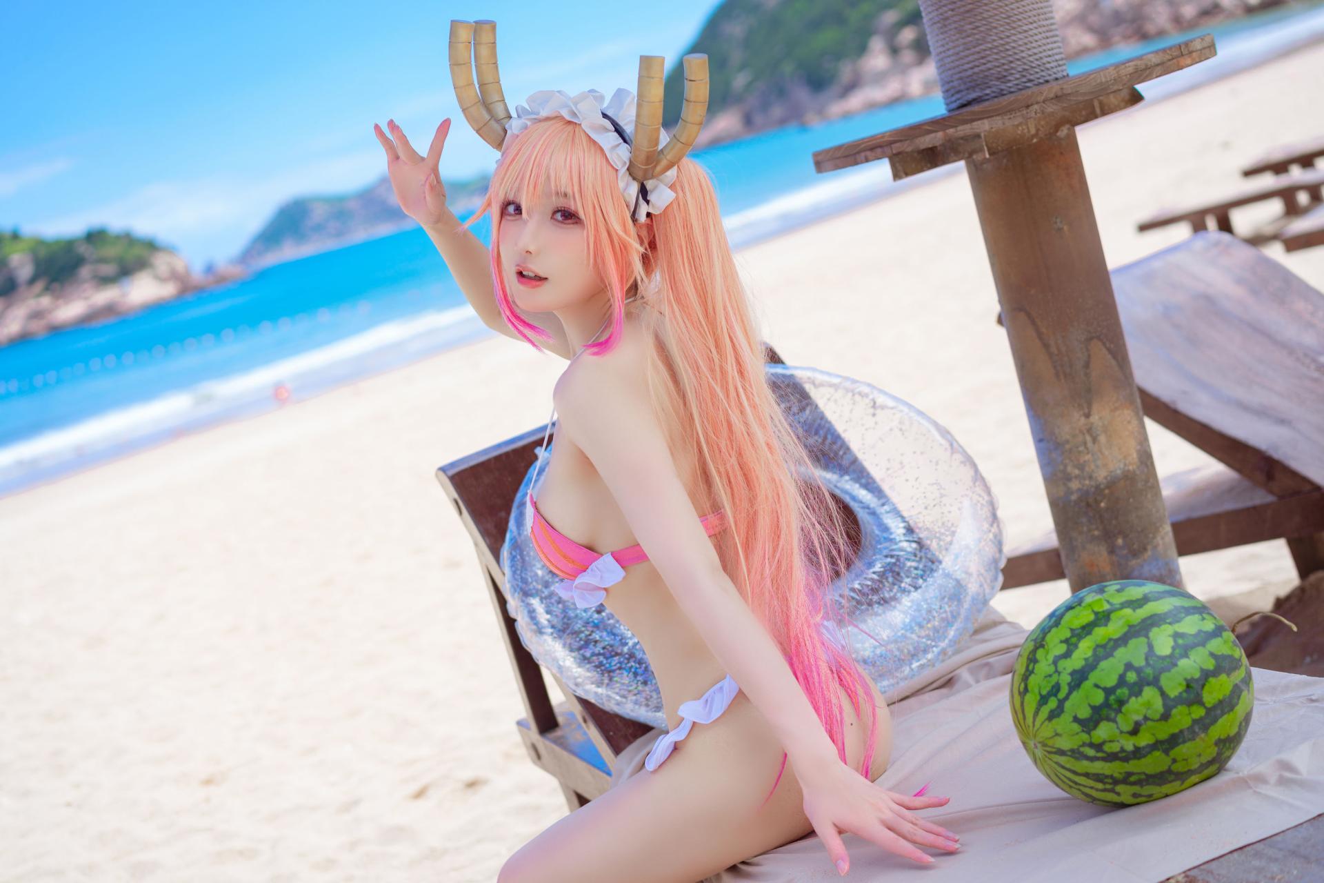 图片[2]-[COSPLAY]阿包也是兔娘 – 龙女仆泳装-看套图