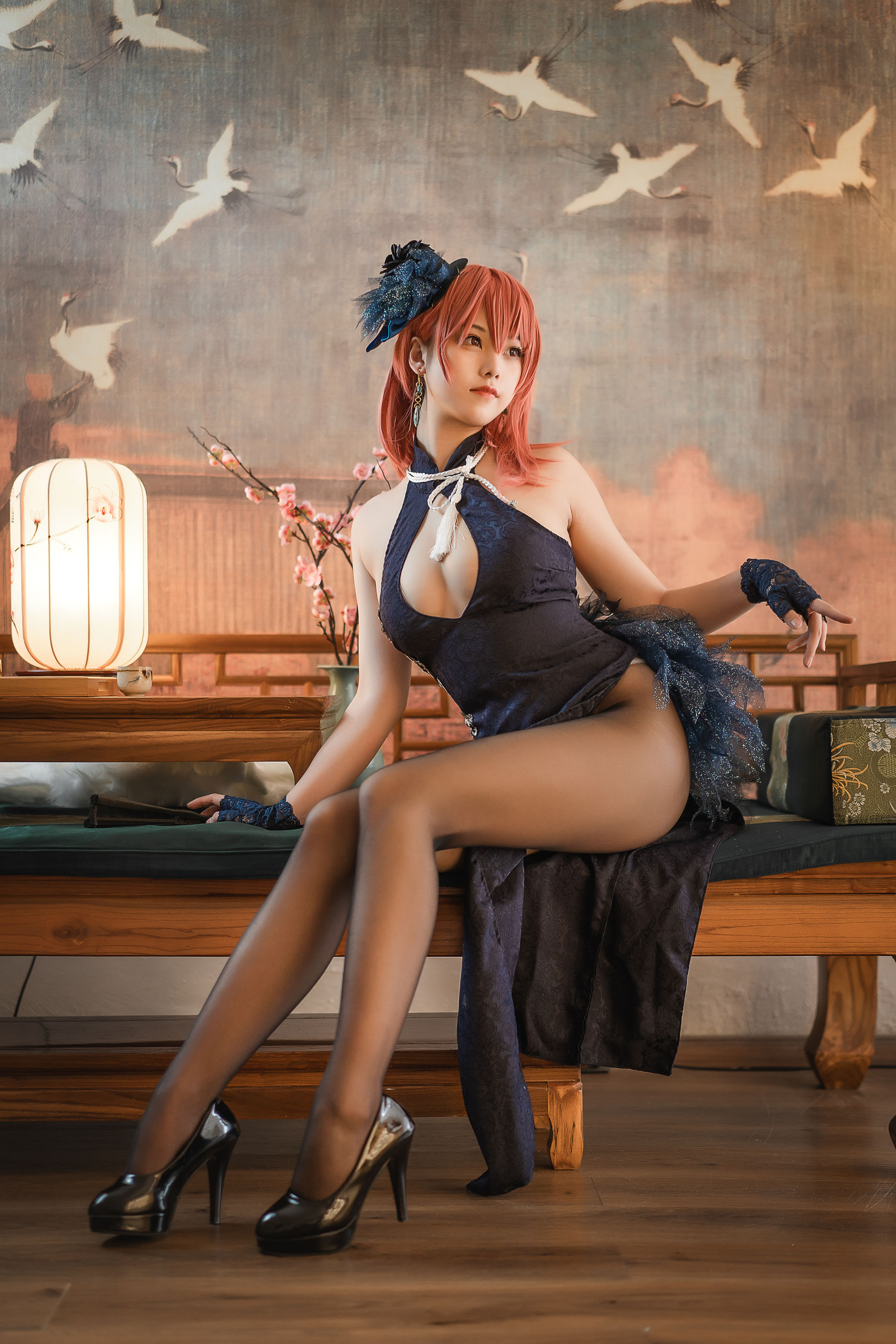 图片[2]-[COSPLAY]蜜汁猫裘 – 黑太子旗袍-看套图