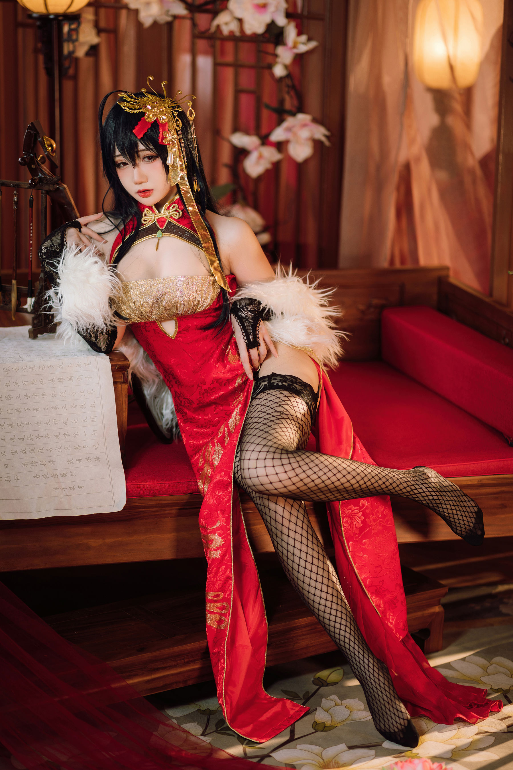 图片[2]-[COSPLAY] 焖焖碳 – 大凤旗袍-看套图