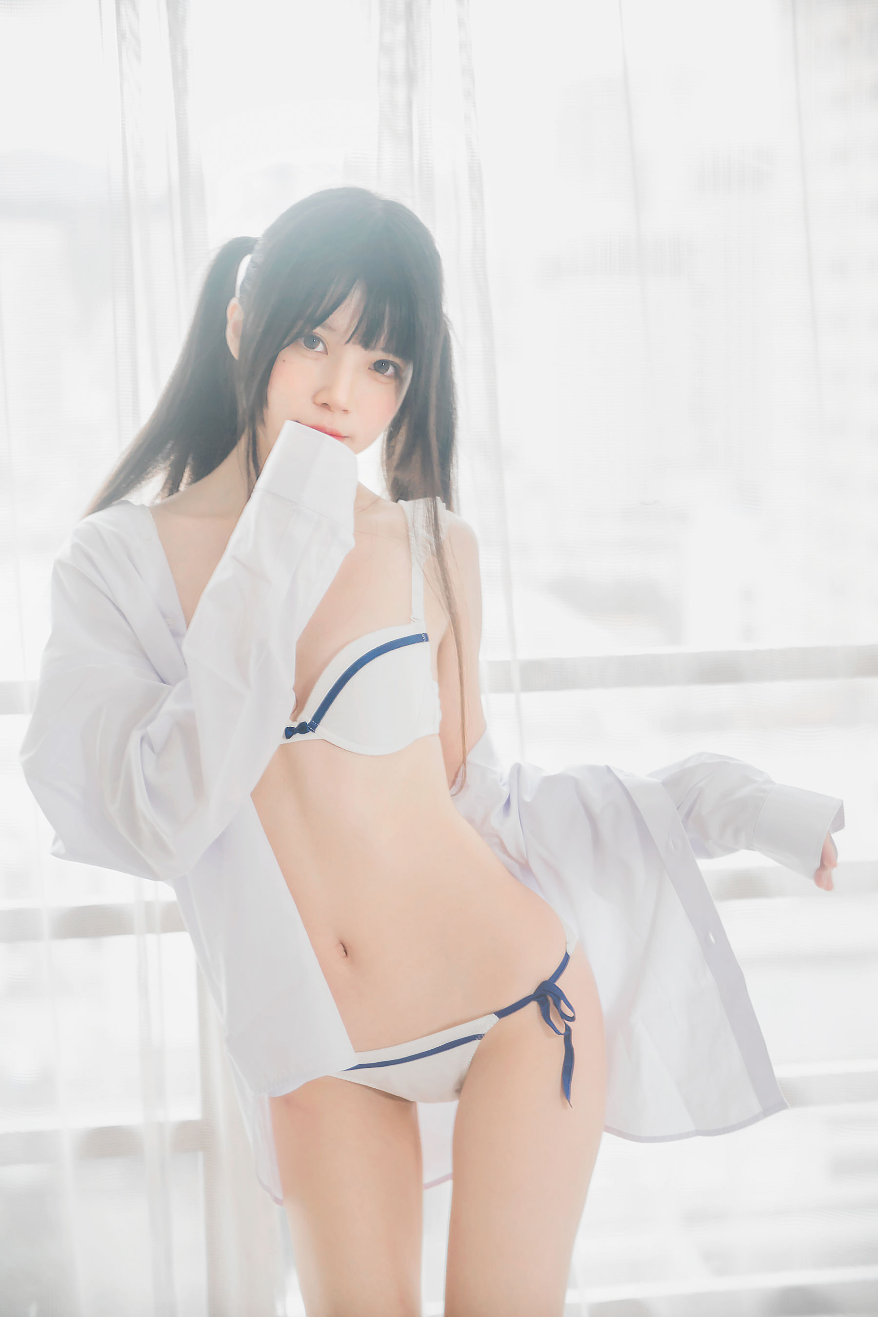 图片[5]-[COSPLAY] 桜桃喵 – 白衬衫双马尾-看套图