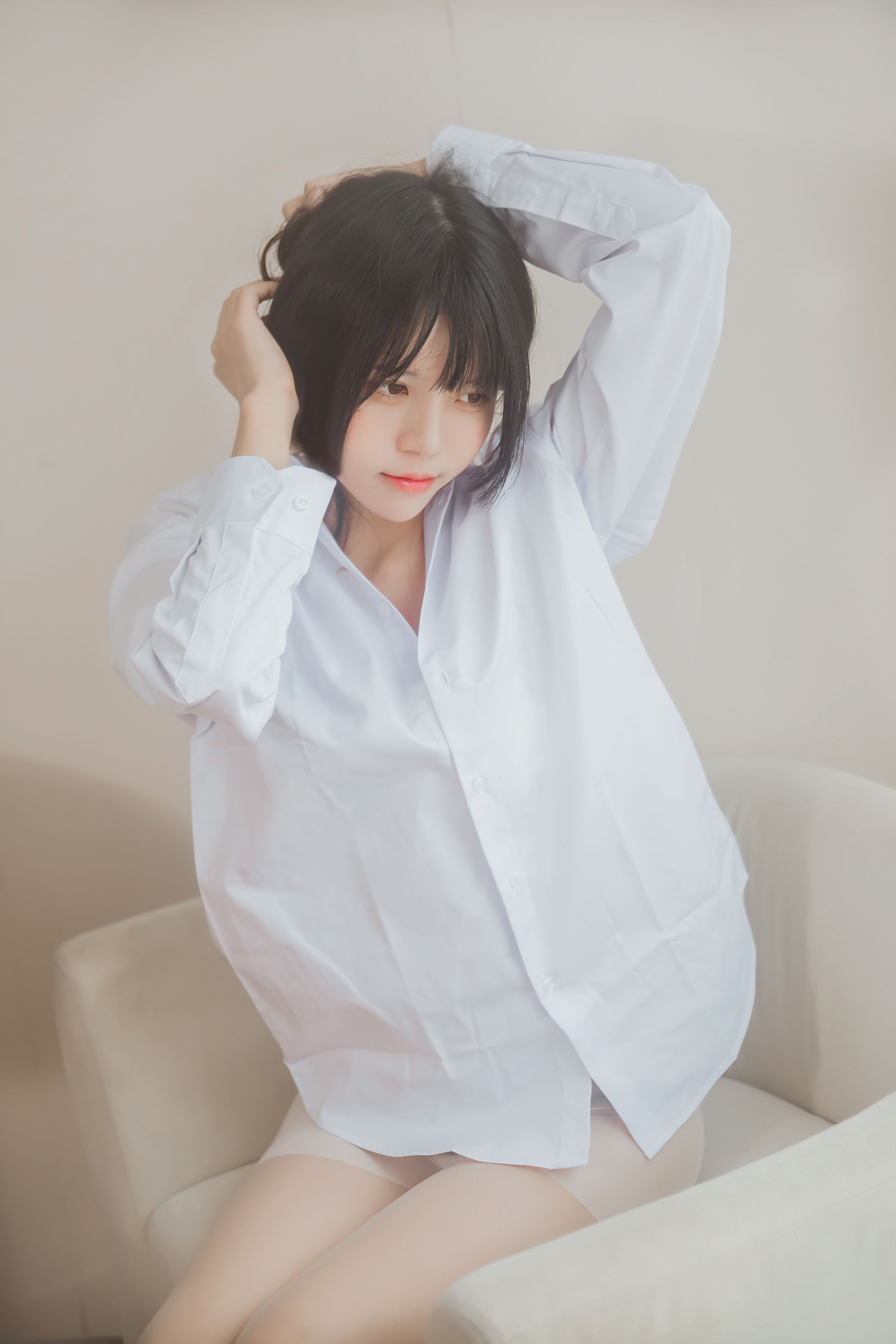 图片[3]-[COSPLAY] 桜桃喵 – 桜桃未熟 白衬衫散发-看套图
