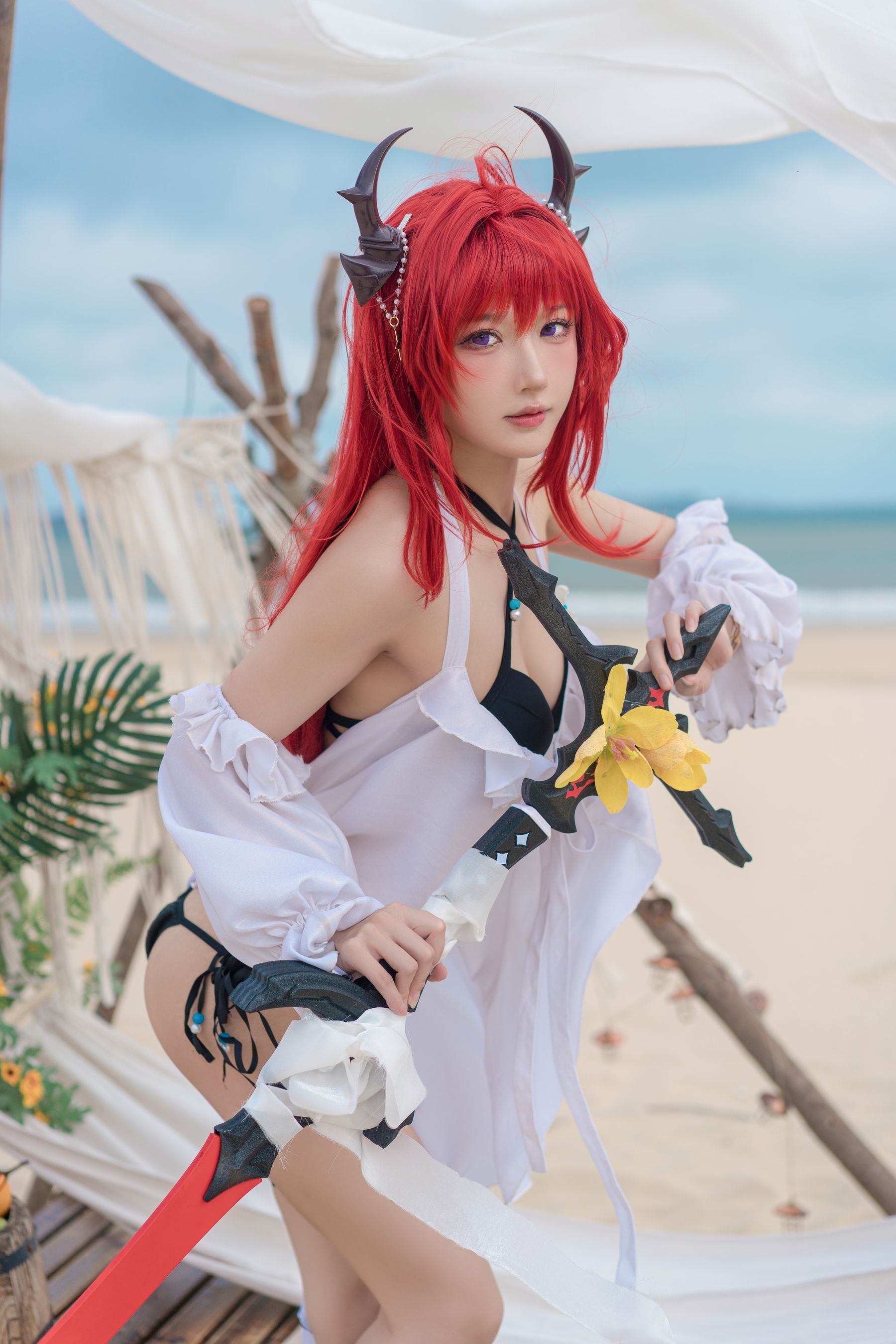 图片[5]-[COSPLAY]阿包也是兔娘 – 明日方舟 史尔特尔泳装-看套图