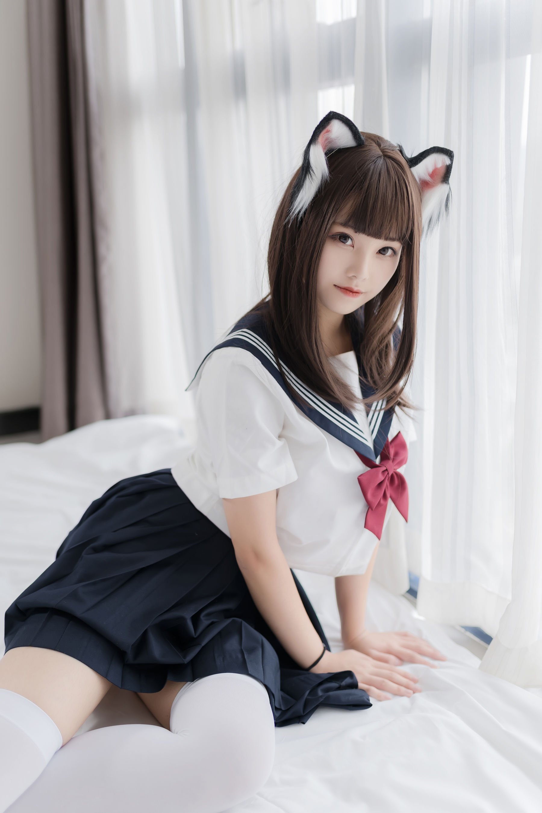 [COSPLAY]蜜汁猫裘 – 猫耳JK-看套图