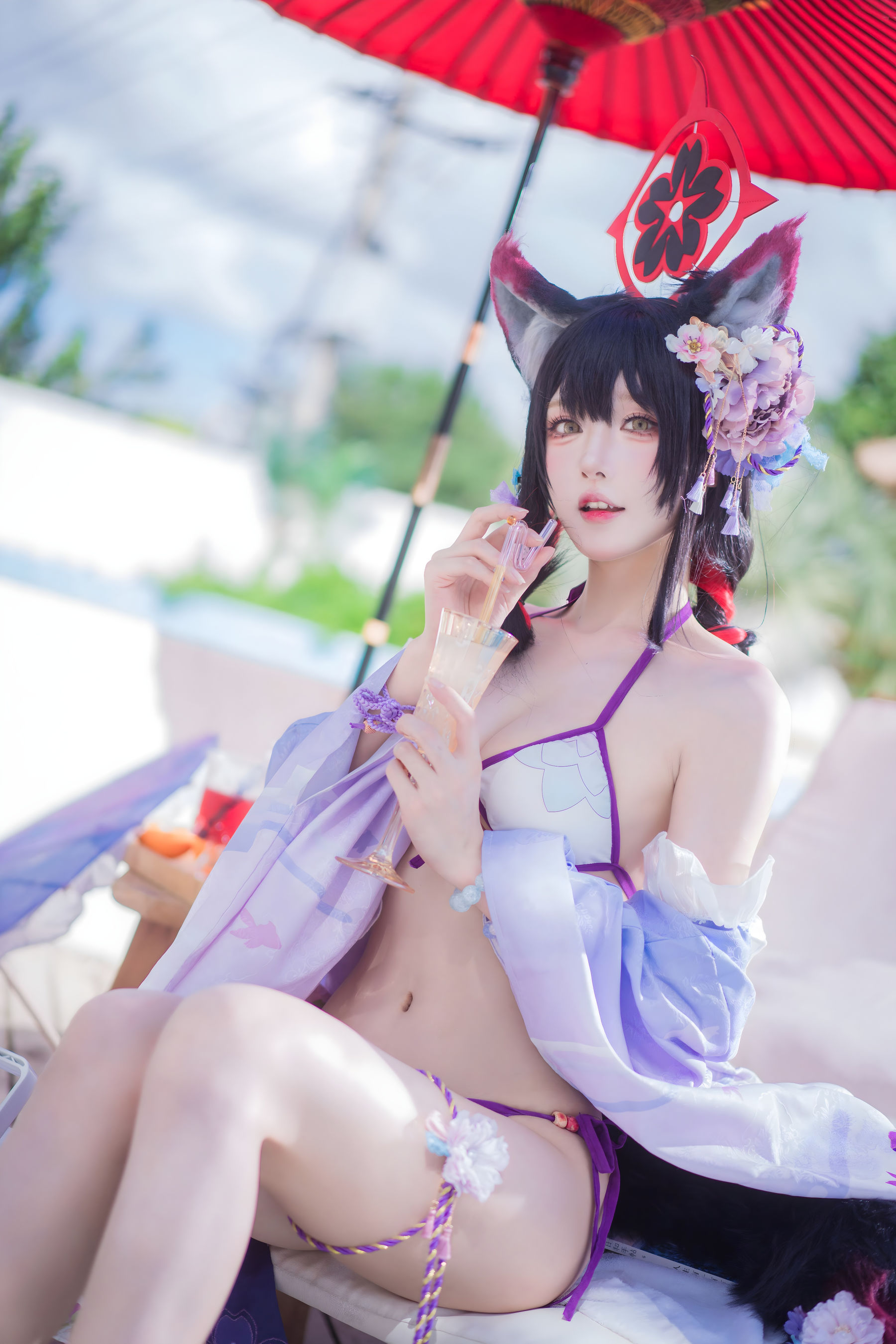 图片[4]-[COSPLAY]阿包也是兔娘 – 蔚蓝档案 狐坂若藻 水着-看套图