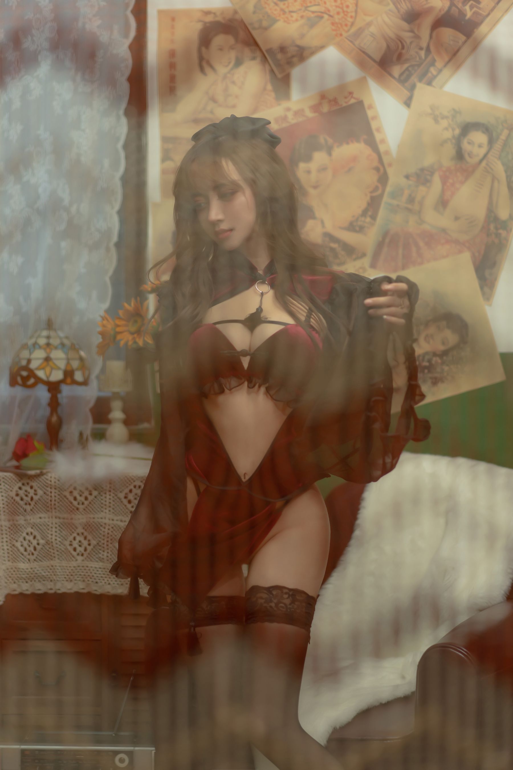 图片[3]-[COSPLAY]过期米线线喵 – 红丝绒旗袍-看套图