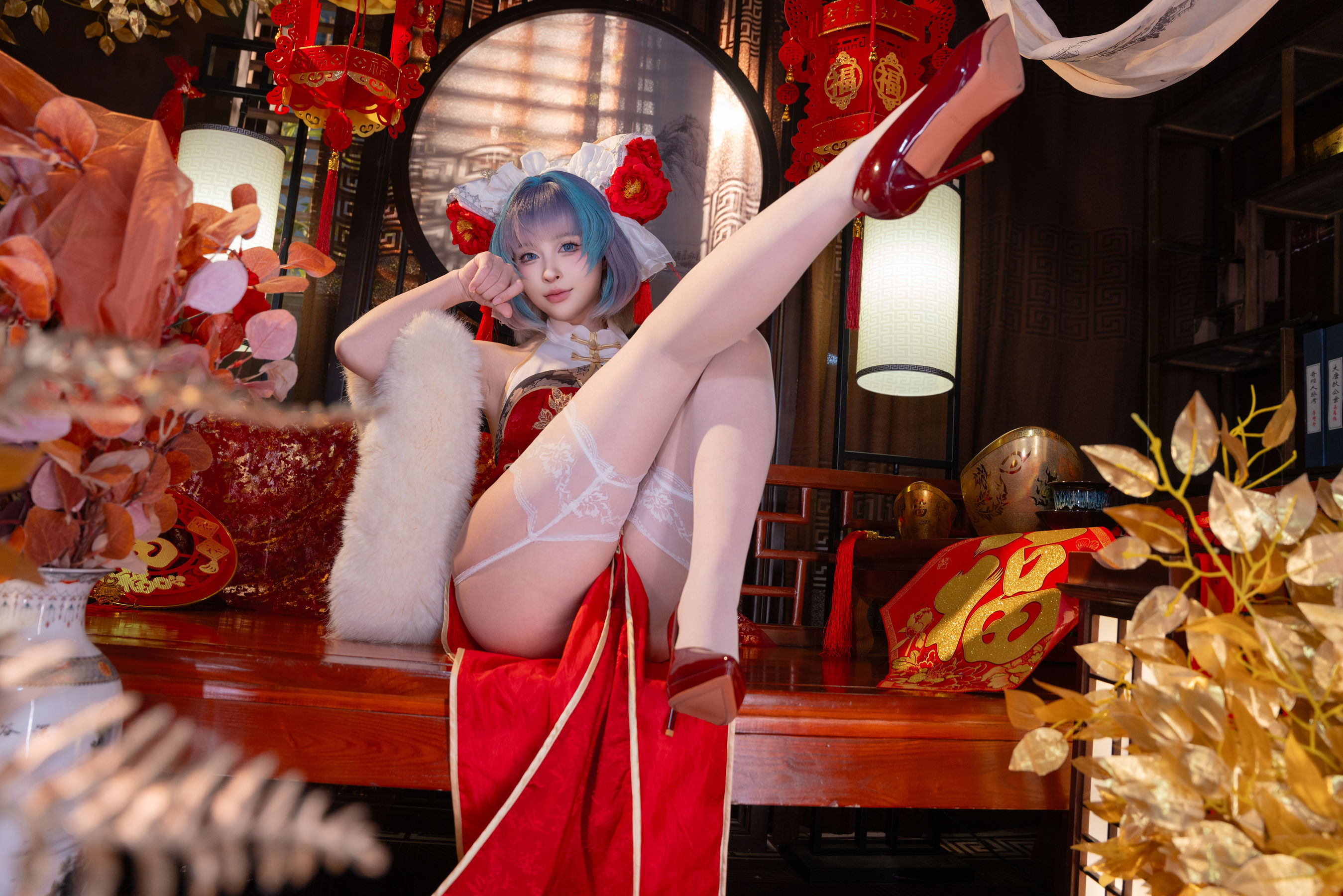 图片[5]-[COSPLAY] 清水由乃 柴郡新春旗袍-看套图