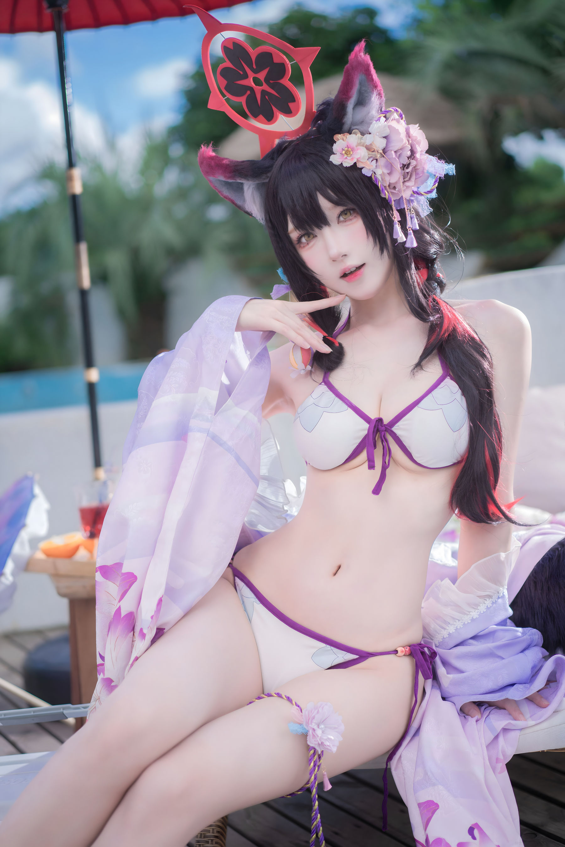 [COSPLAY]阿包也是兔娘 – 蔚蓝档案 狐坂若藻 水着-看套图