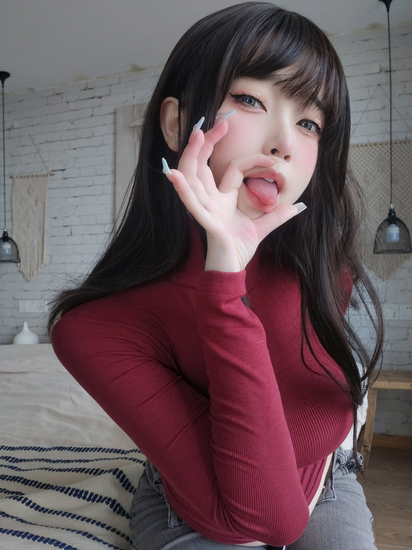 图片[2]-[COSPLAY]女主K – 红色毛衣的丰满妹妹-看套图