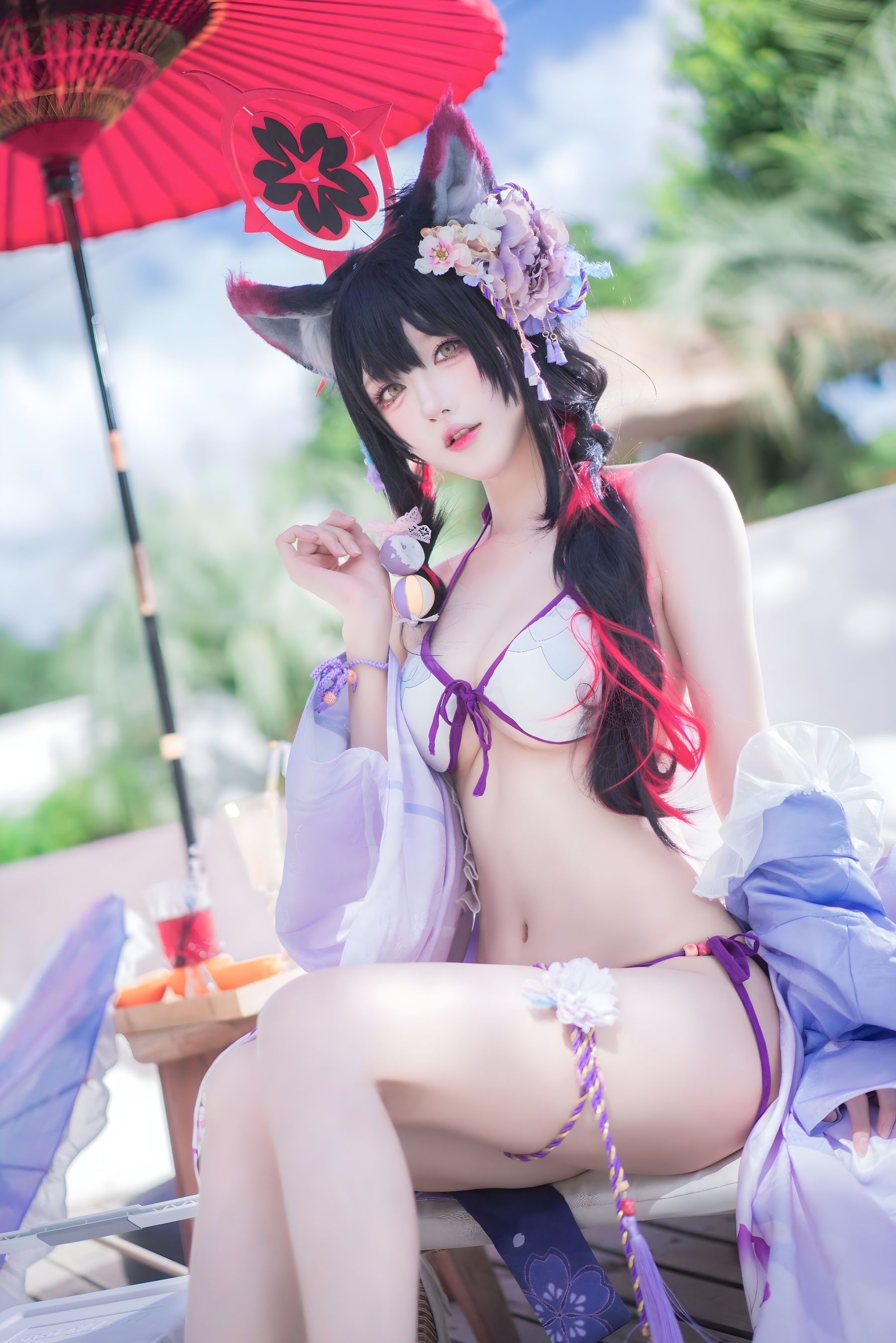 图片[3]-[COSPLAY]阿包也是兔娘 – 蔚蓝档案 狐坂若藻 水着-看套图