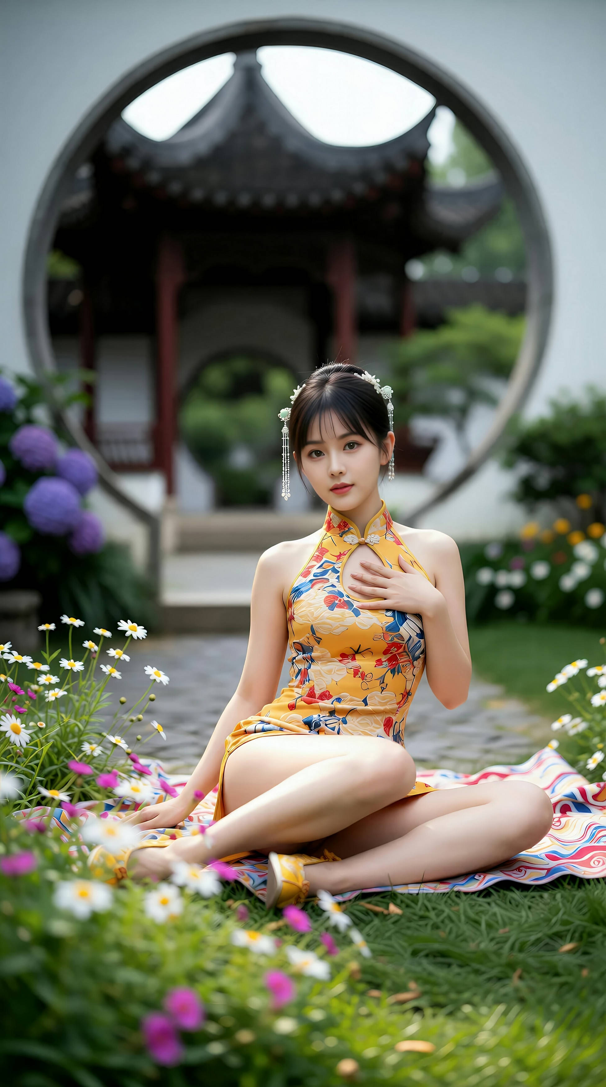 图片[3]-[AiGirl] 茗灵儿 黄色旗袍 [77P]-看套图