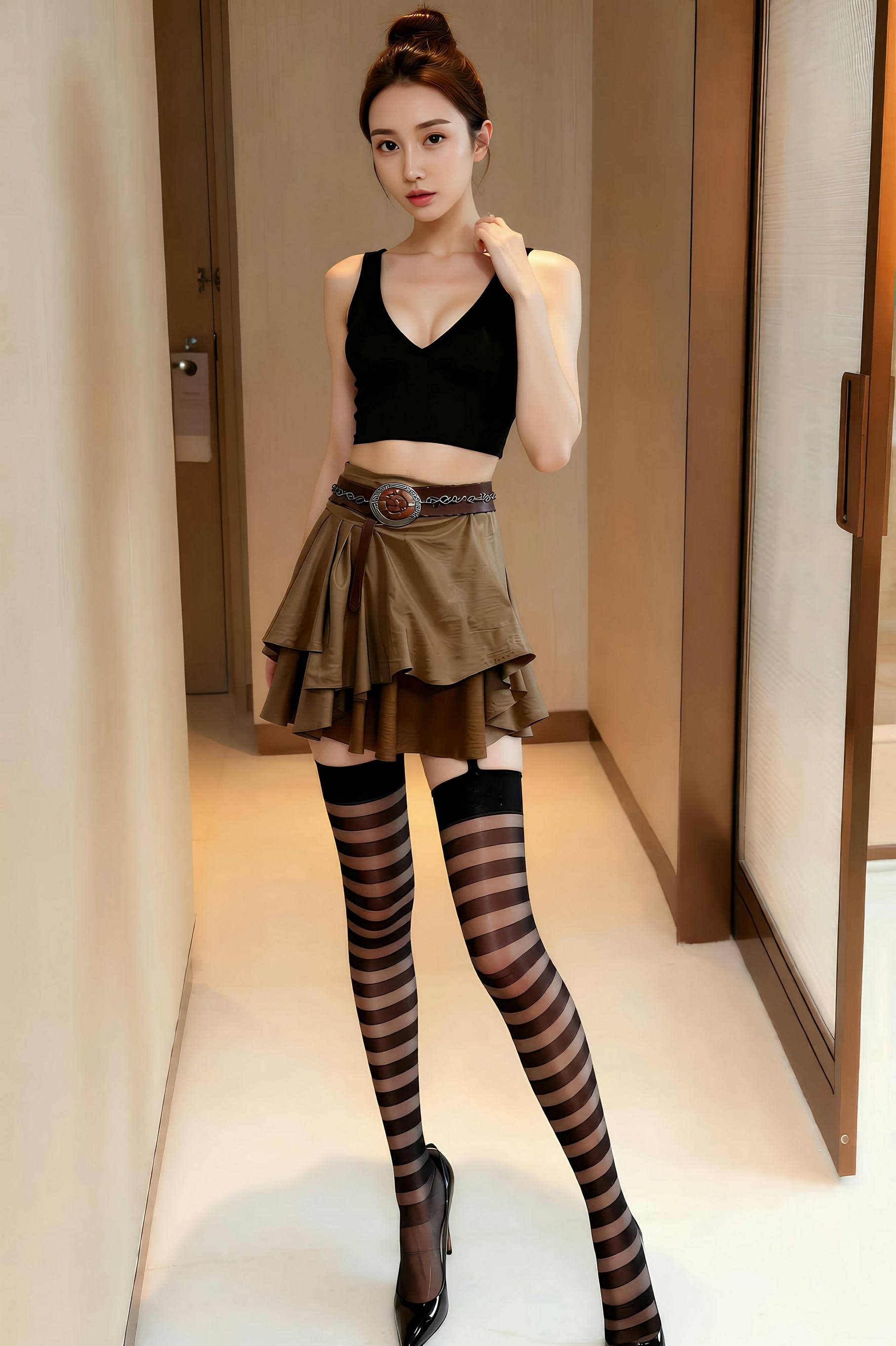 图片[4]-[AiGirl] 茗梓 条纹网袜 [86P]-看套图