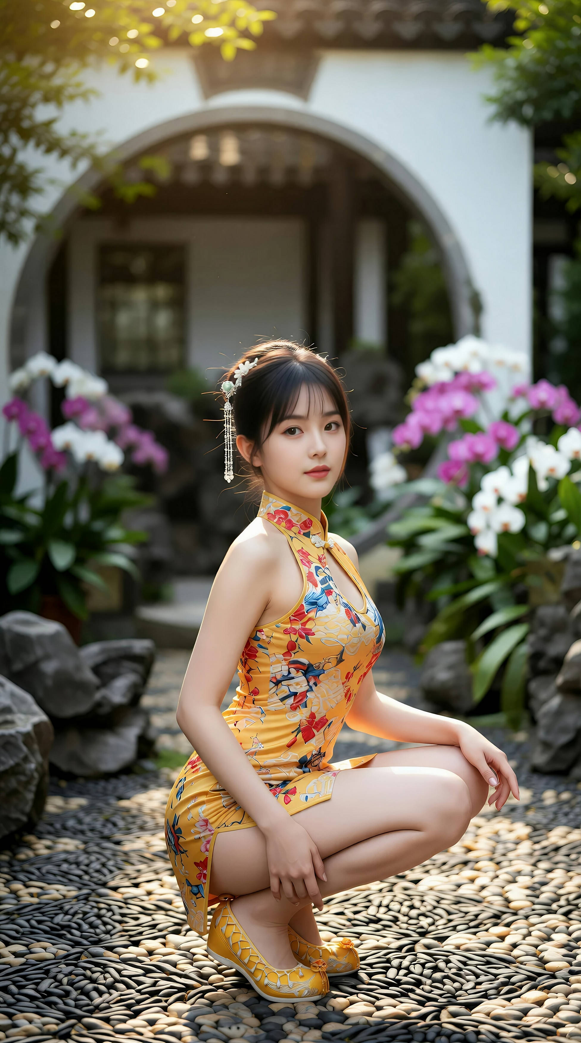 图片[5]-[AiGirl] 茗灵儿 黄色旗袍 [77P]-看套图