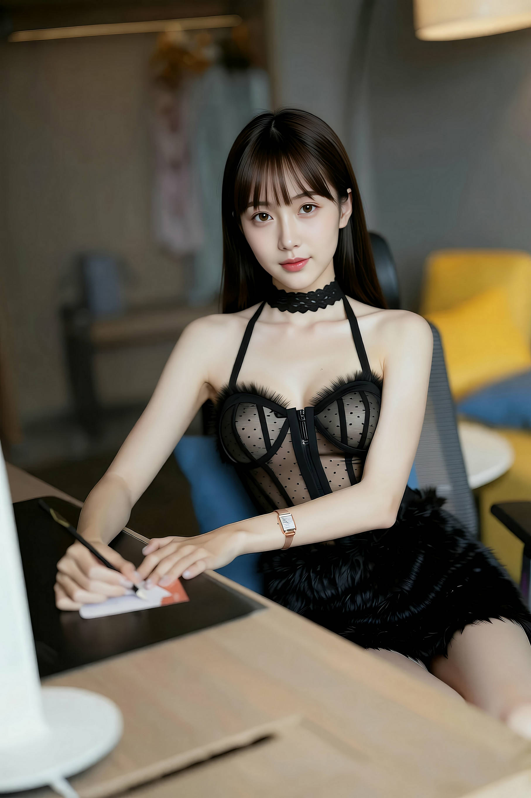 图片[4]-[AiGirl] 婉婉 条纹蕾丝 [85P]-看套图