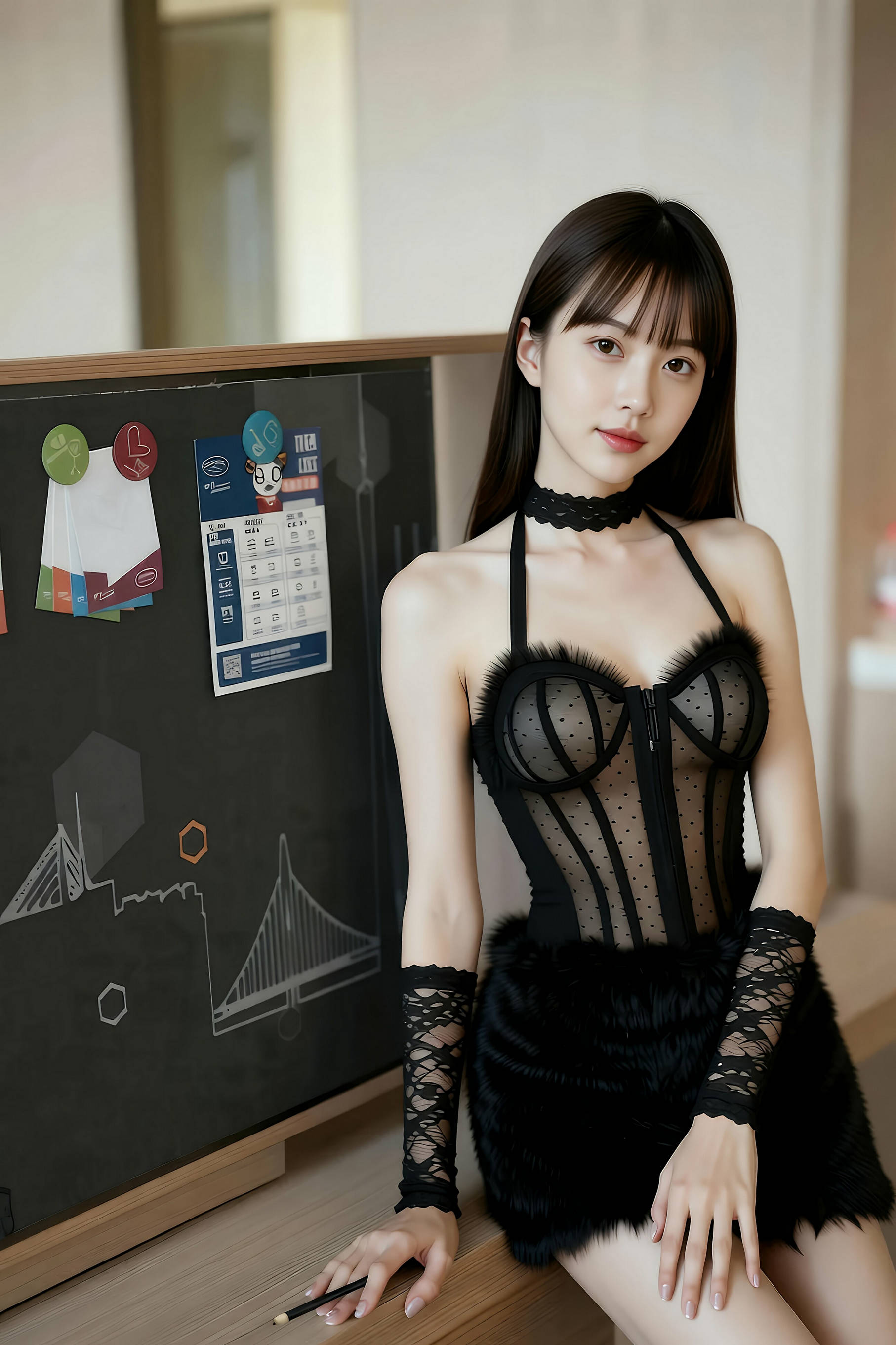 图片[2]-[AiGirl] 婉婉 条纹蕾丝 [85P]-看套图